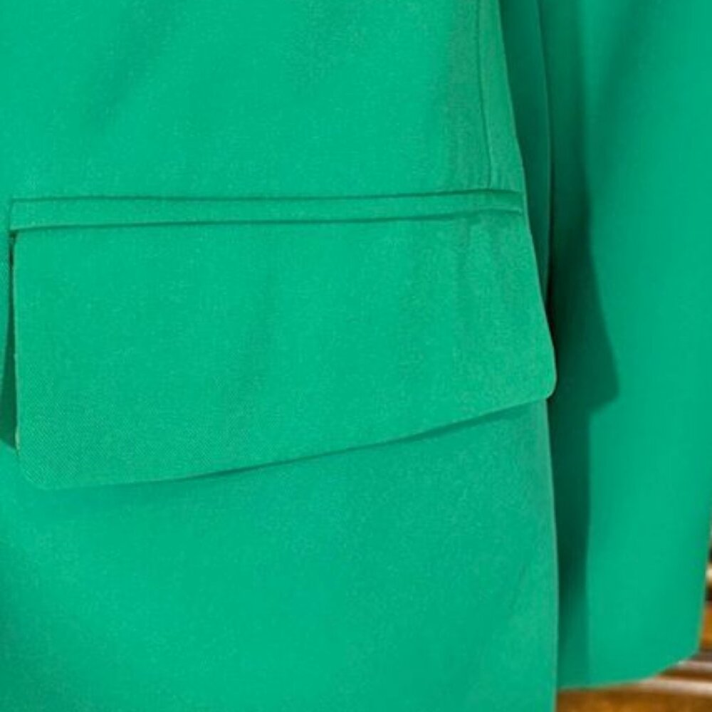 NWOT Kelly Green Leopard Lined Classic Blazer - Picture 9 of 12